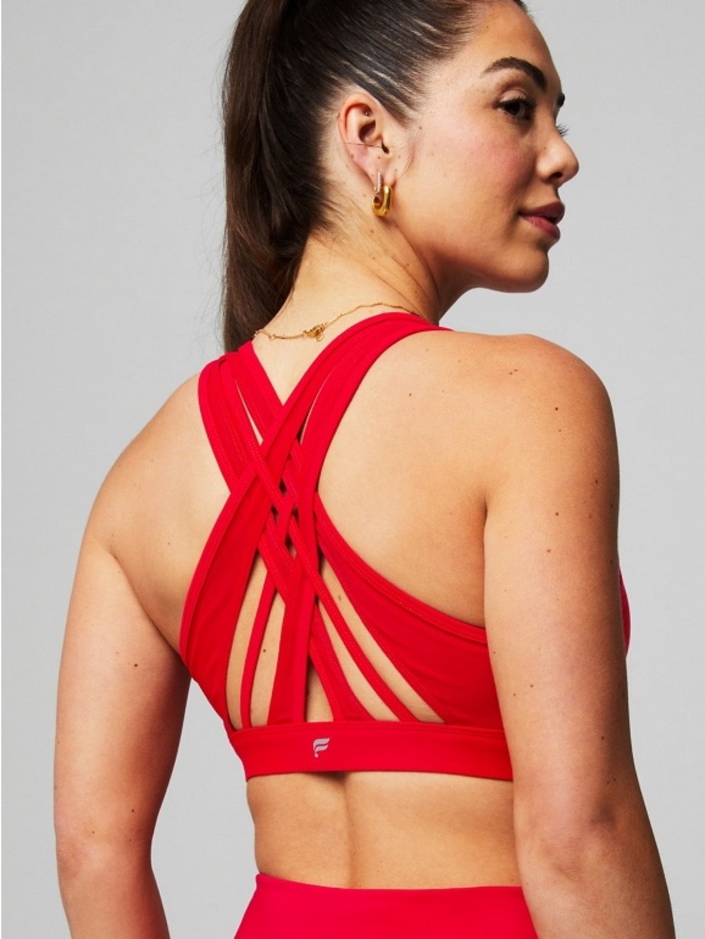 Fabletics Red Strappy Crisscross Sports Bra
